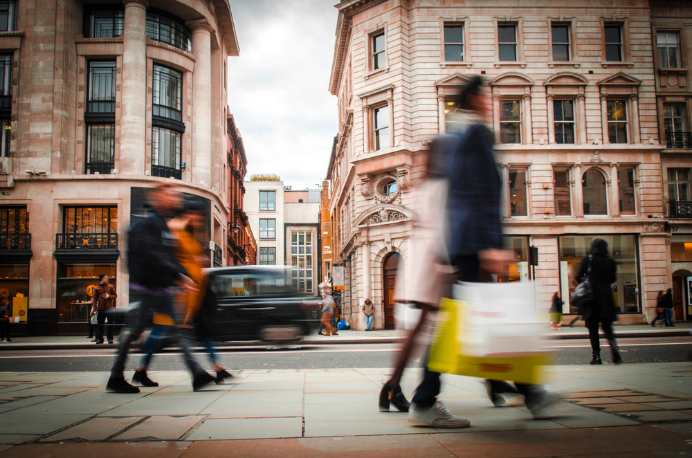 Shoppers walking on Oxford Street in central London