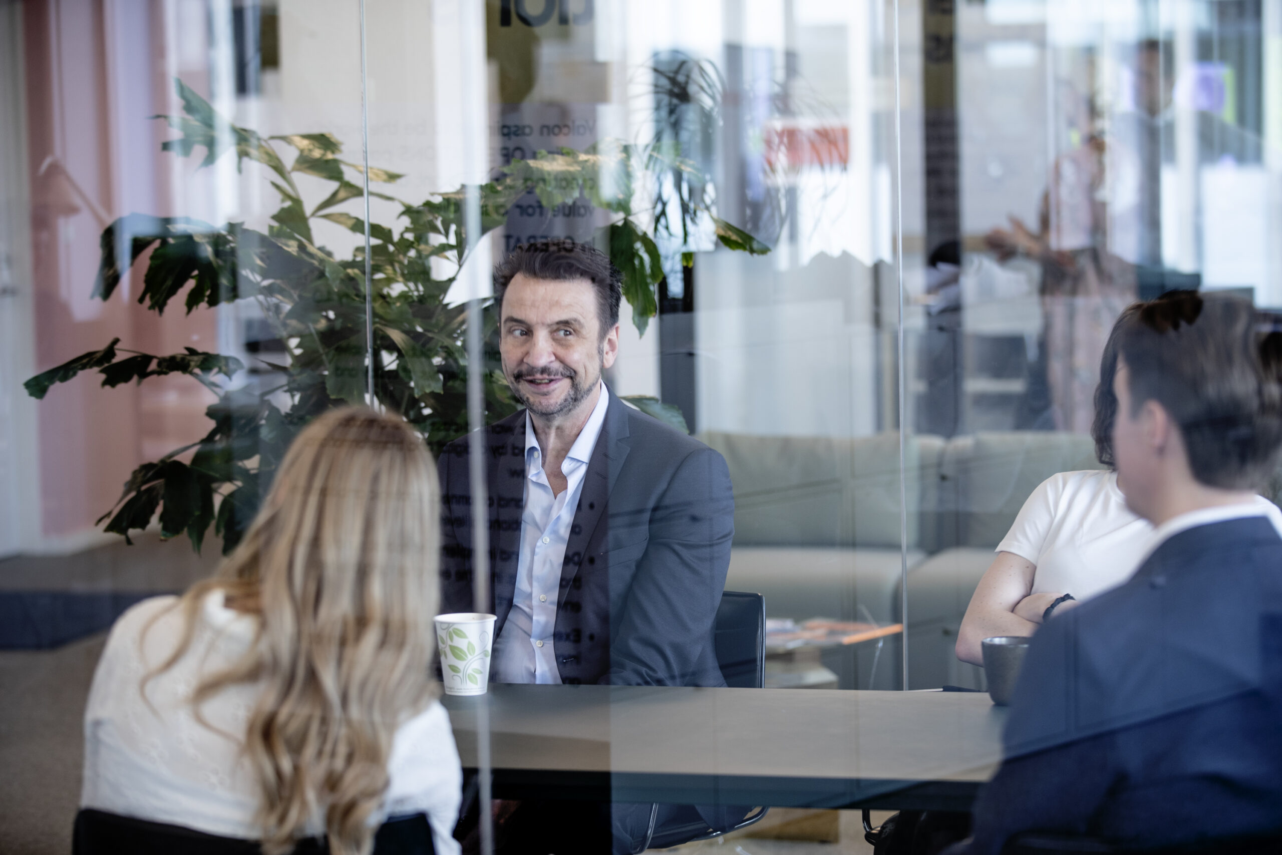People talking around a table