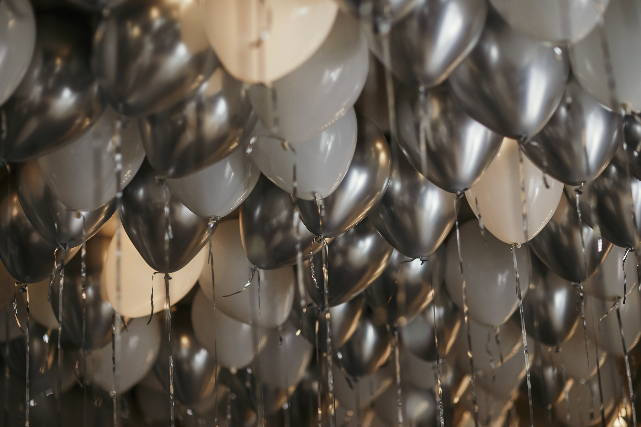 white and Gray glitter party balloons