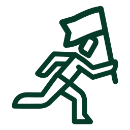 animated icon of a person running with a flag