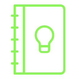 animated icon of a notebook with a bulb on the book cover